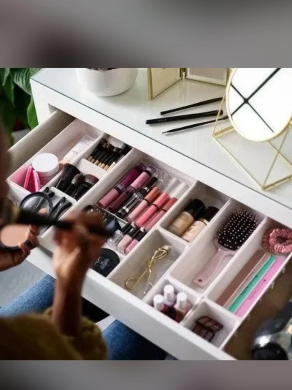 NIB Joseph Joseph Drawer Organizer Tray Beige Storage for Makeup and Accessories